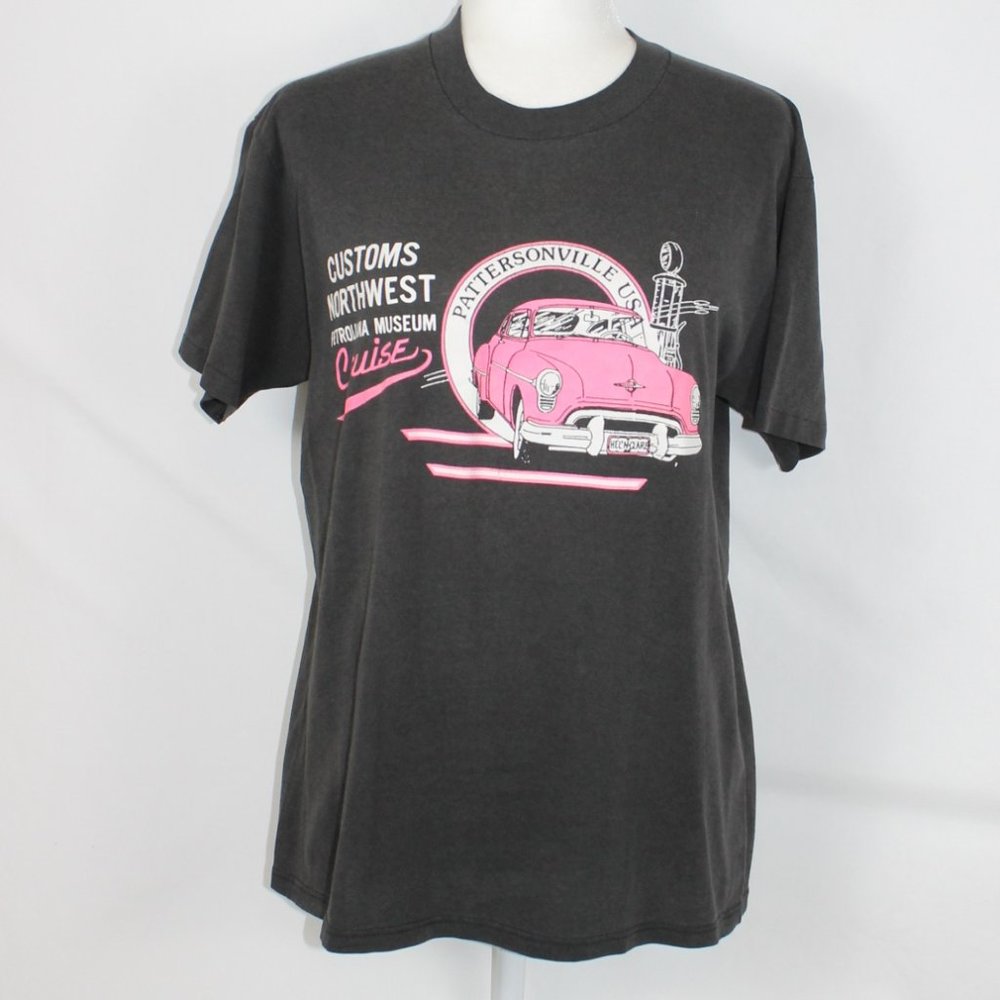 Vtg. Petroliana Museum Cruise T-Shirt Men Size Large Black & Pink Pattersonville